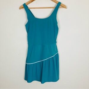 Joy Lab athletic tennis inspired dress in teal color with pleated skirt & shorts